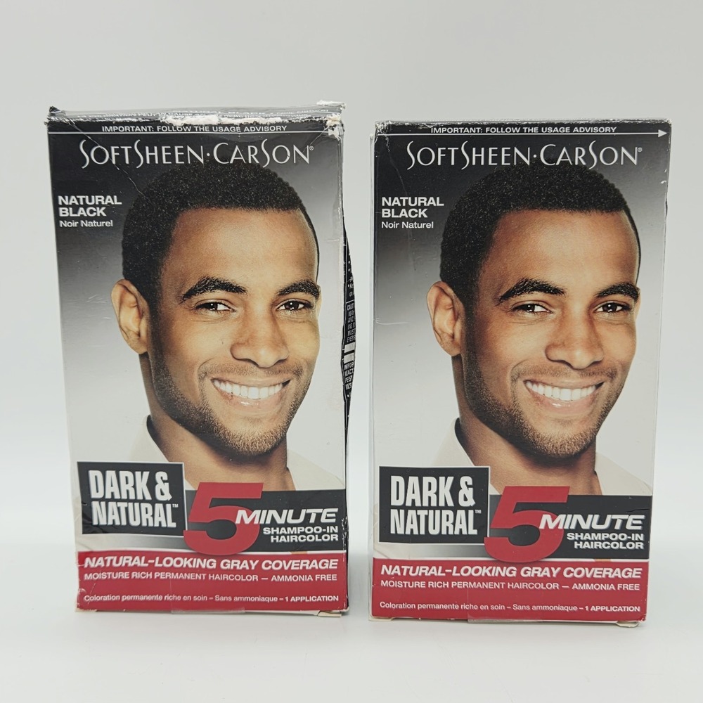 2x SoftSheen Carson Dark & Natural Black 5 Minute Shampoo In Haircolor Permanent